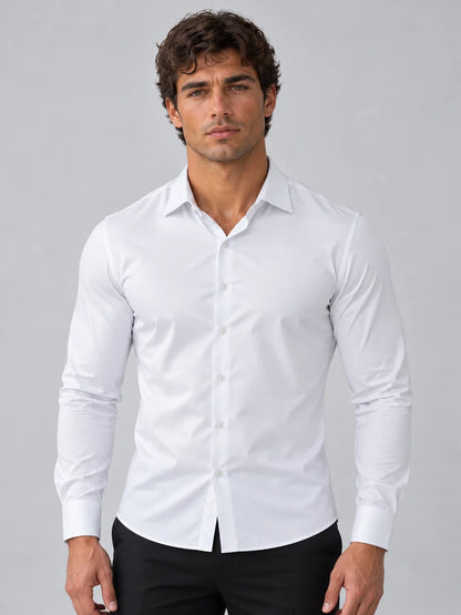Shirt Men - Slim Fit Dress Shirt with Satin Look