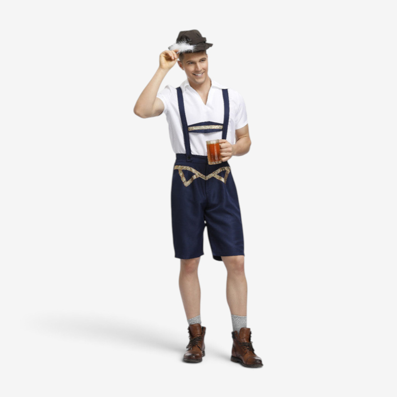 Shorts Men - Bavarian Trachten Shorts with Braces and Button Fly