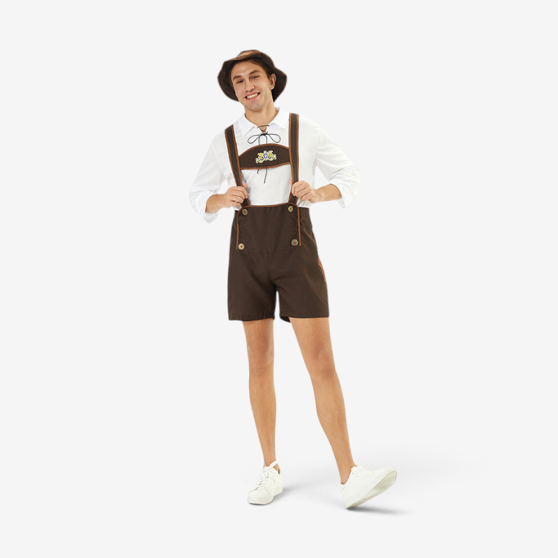 Shorts Men - Bavarian Trachten Shorts with Embroidered Bib and Braces