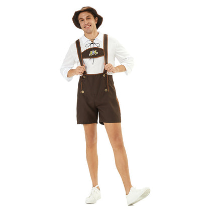 Shorts Men - Bavarian Trachten Shorts with Embroidered Bib and Braces