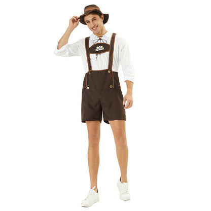 Shorts Men - Bavarian Trachten Shorts with Embroidered Bib and Braces