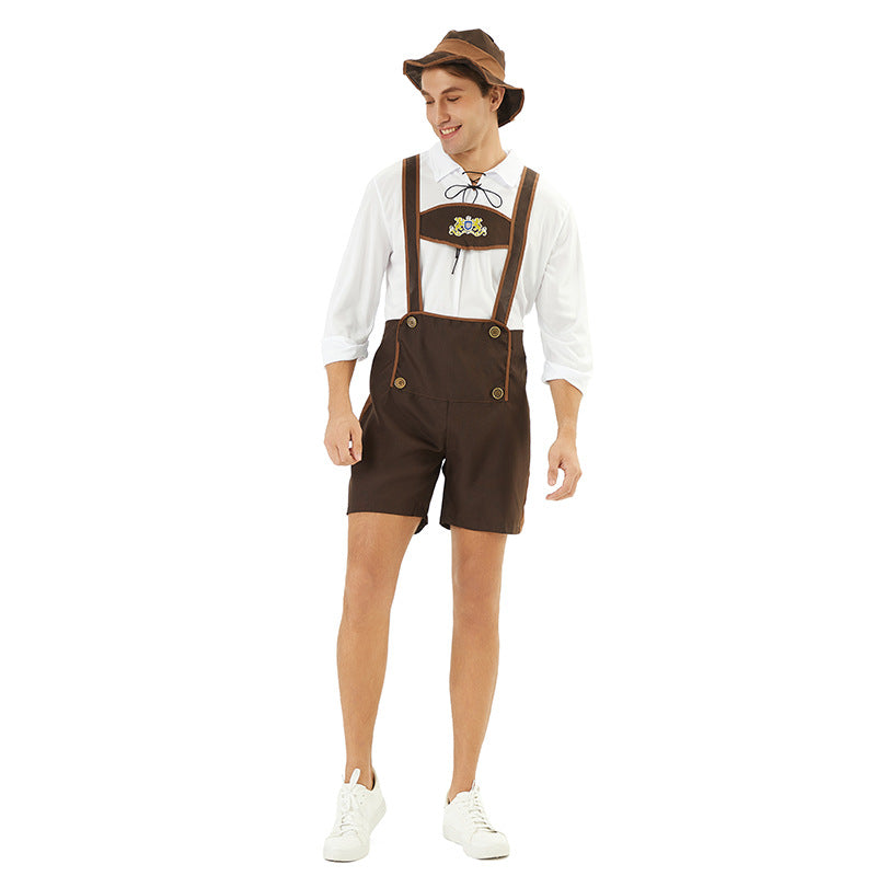 Shorts Men - Bavarian Trachten Shorts with Embroidered Bib and Braces