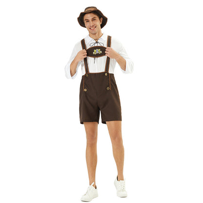 Shorts Men - Bavarian Trachten Shorts with Embroidered Bib and Braces
