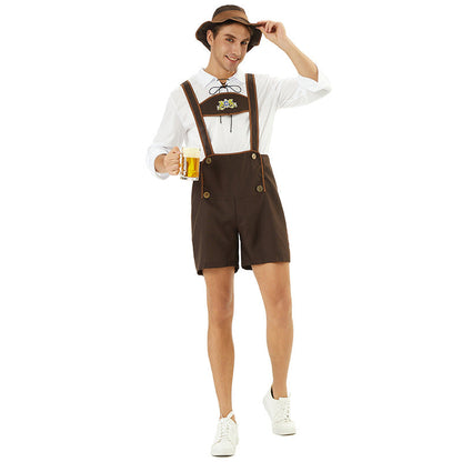 Shorts Men - Bavarian Trachten Shorts with Embroidered Bib and Braces