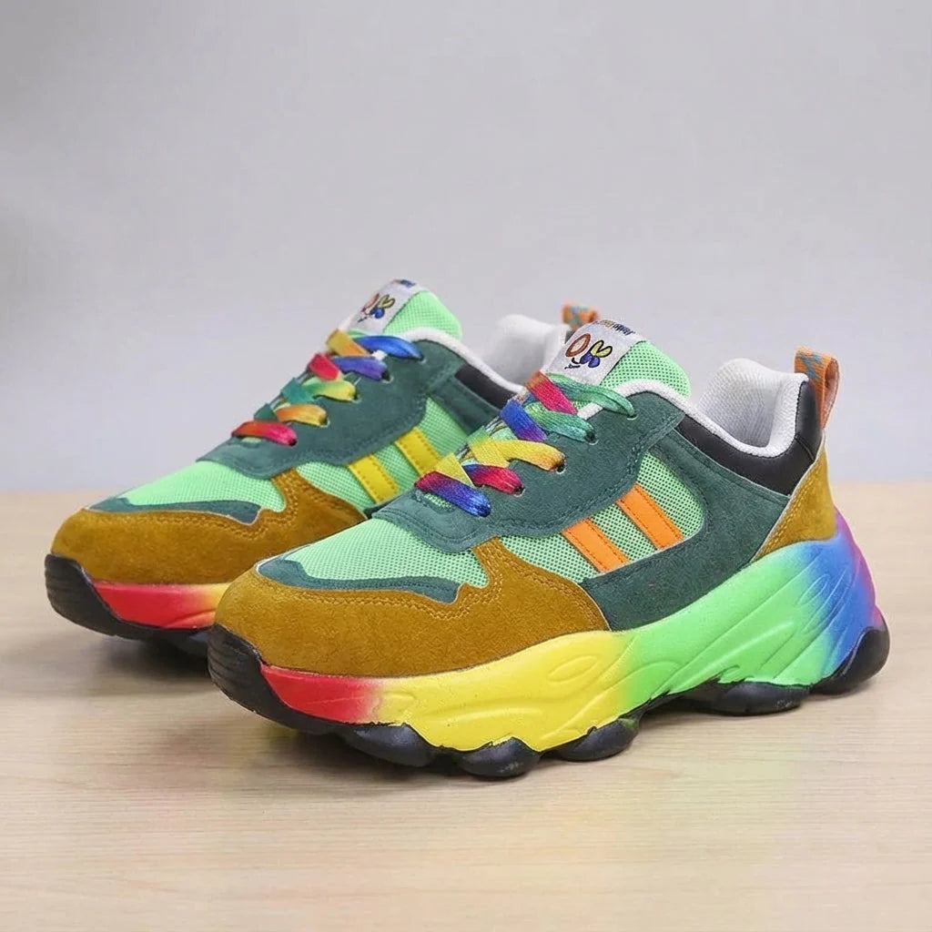Sneakers Women - Chunky Trainers with Rainbow Sole