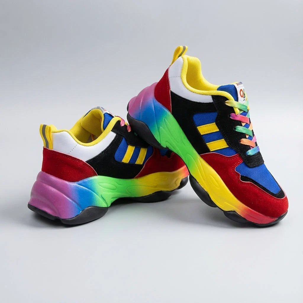 Sneakers Women - Chunky Trainers with Rainbow Sole