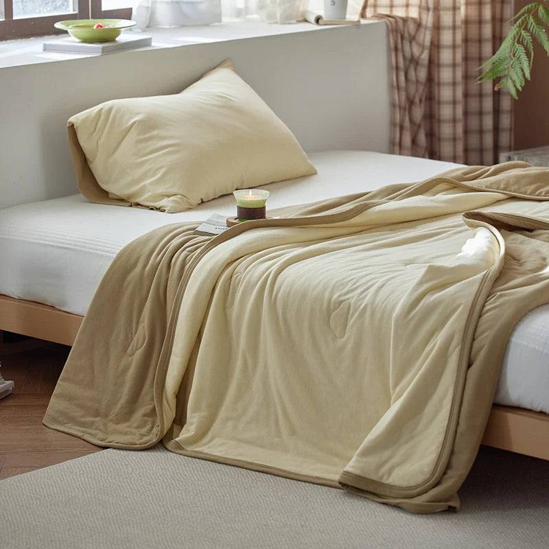 Sofa throw – reversible microfibre, lightweight two-tone blanket