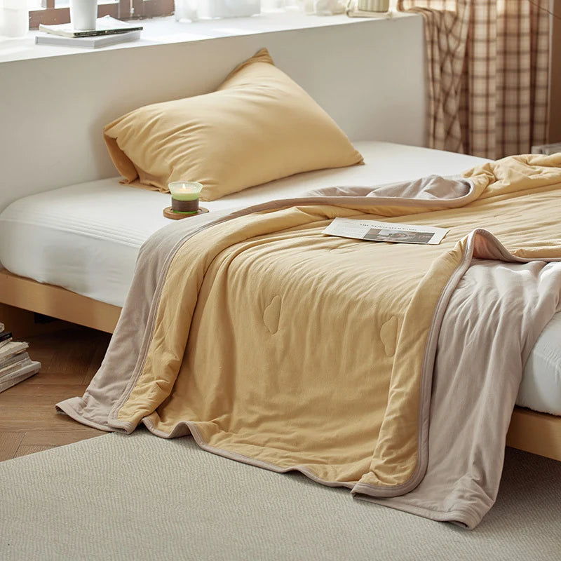 Sofa throw – reversible microfibre, lightweight two-tone blanket