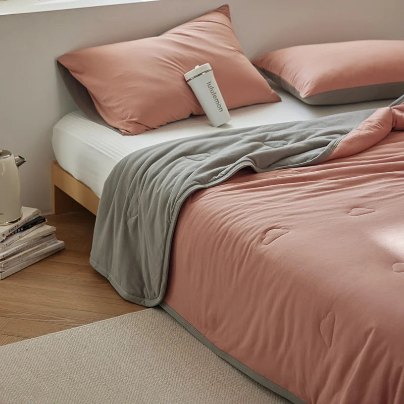Sofa throw – reversible microfibre, lightweight two-tone blanket