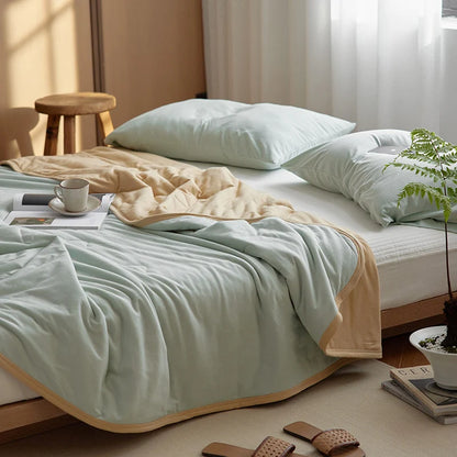 Sofa throw – reversible microfibre, lightweight two-tone blanket