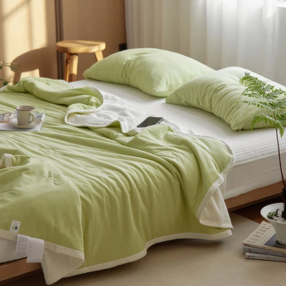 Sofa throw – reversible microfibre, lightweight two-tone blanket