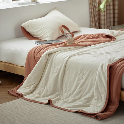 Sofa throw – reversible microfibre, lightweight two-tone blanket