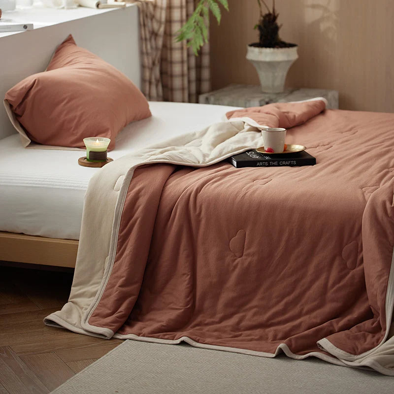 Sofa throw – reversible microfibre, lightweight two-tone blanket