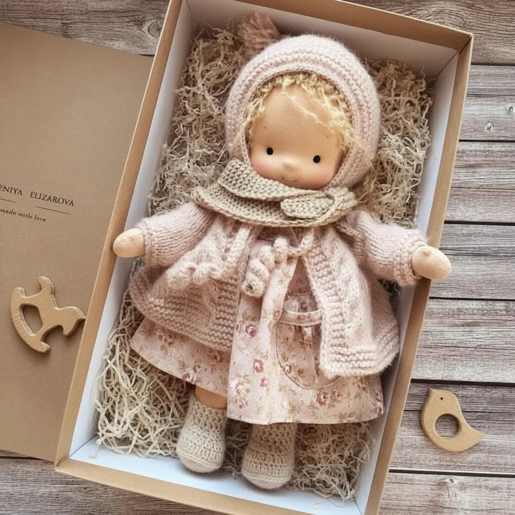Soft Cotton Doll – Waldorf-style handmade toy, gentle playtime companion