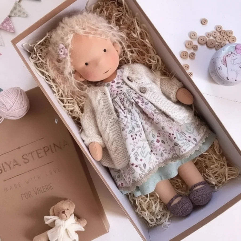 Soft Cotton Doll – Waldorf-style handmade toy, gentle playtime companion
