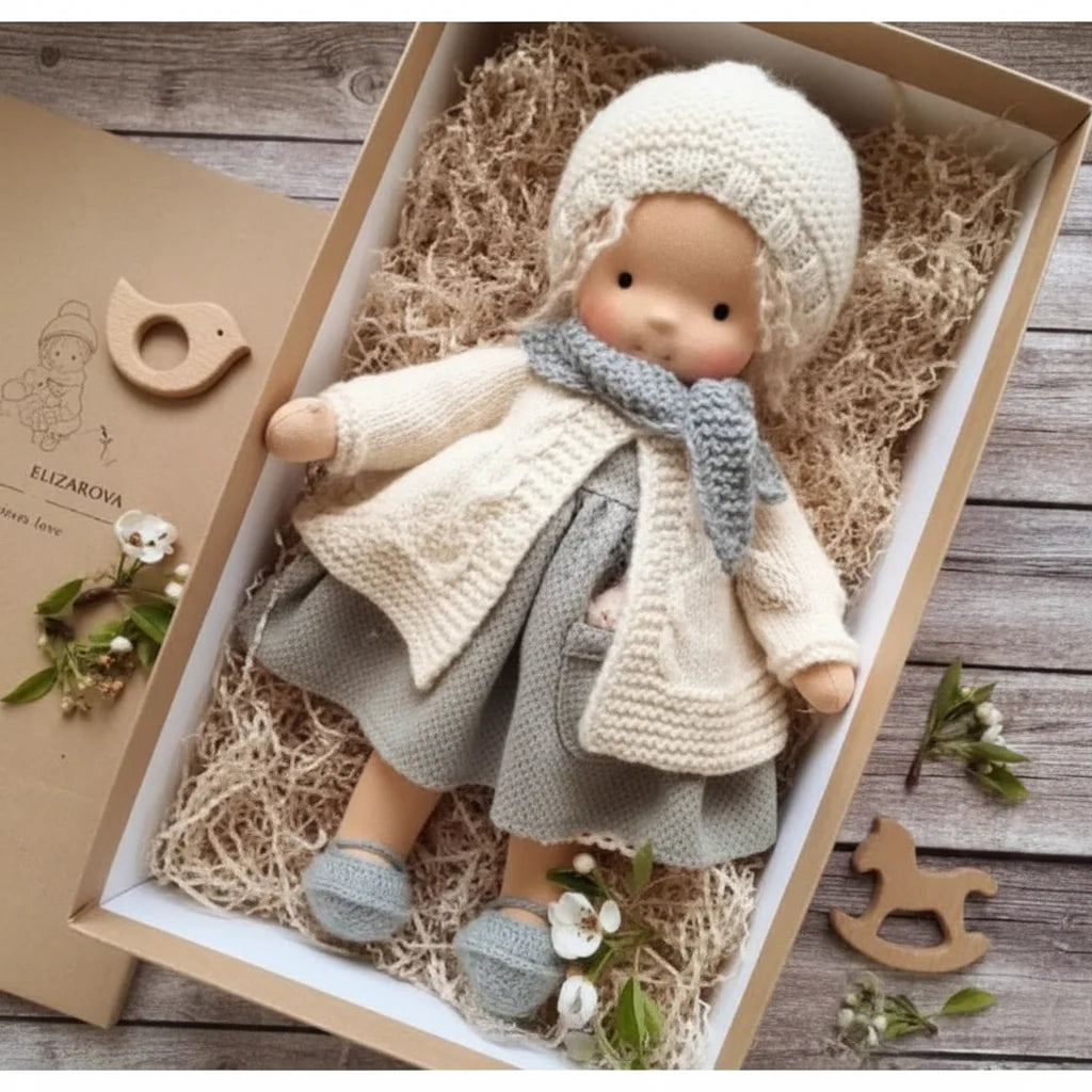 Soft Cotton Doll – Waldorf-style handmade toy, gentle playtime companion
