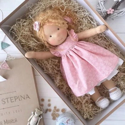 Soft Cotton Doll – Waldorf-style handmade toy, gentle playtime companion