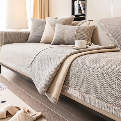 Soft Natural Cotton Sofa Cover – breathable, machine washable