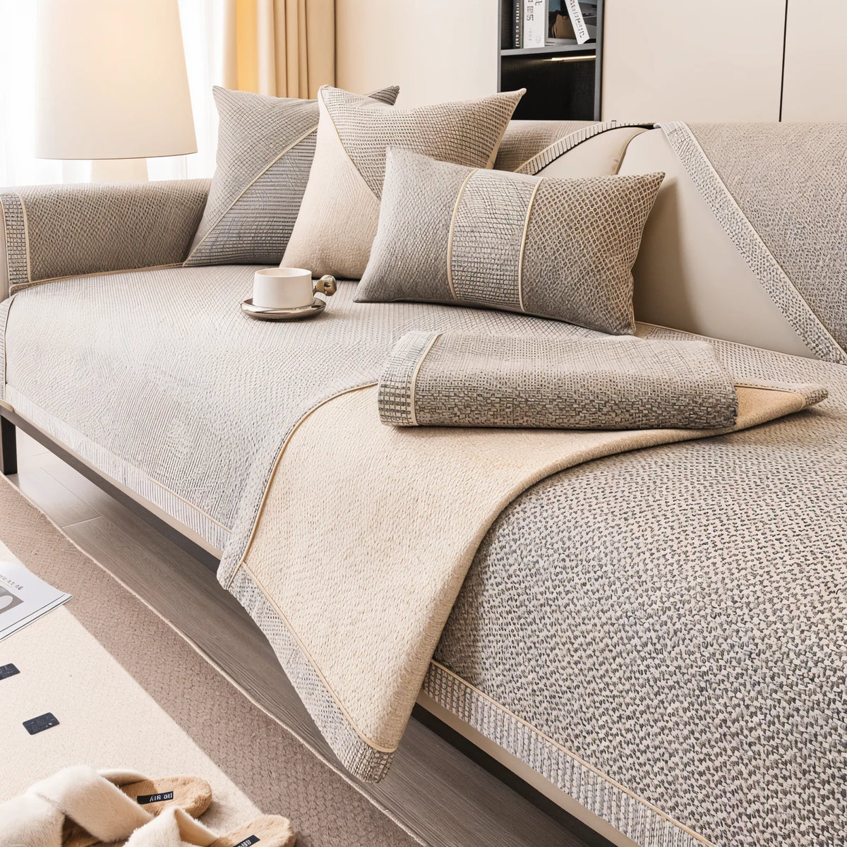 Soft Natural Cotton Sofa Cover – breathable, machine washable
