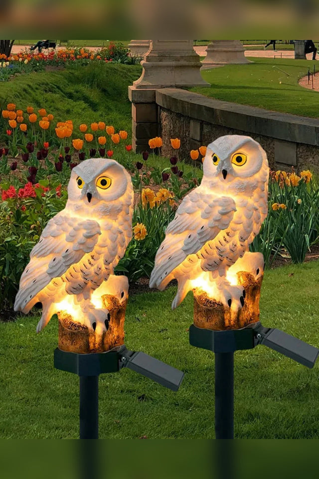 Solar Owl Garden Ornament – warm white light, water-resistant