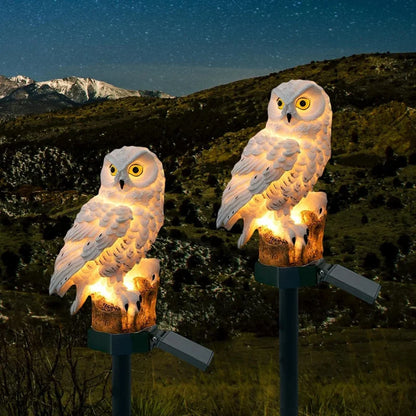 Solar Owl Garden Ornament – warm white light, water-resistant