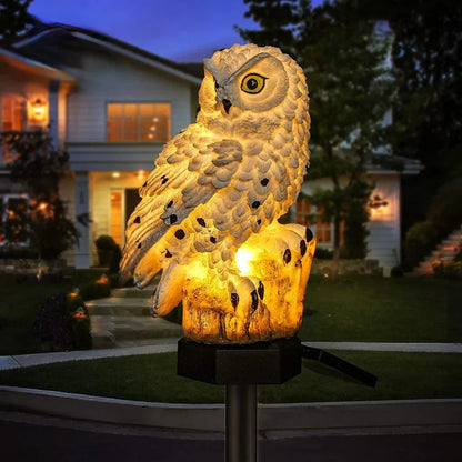 Solar Owl Garden Ornament – warm white light, water-resistant