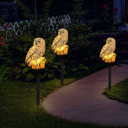 Solar Owl Garden Ornament – warm white light, water-resistant