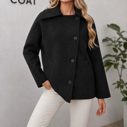 Coat Women - Oversized Cocoon Coat with Notch Collar
