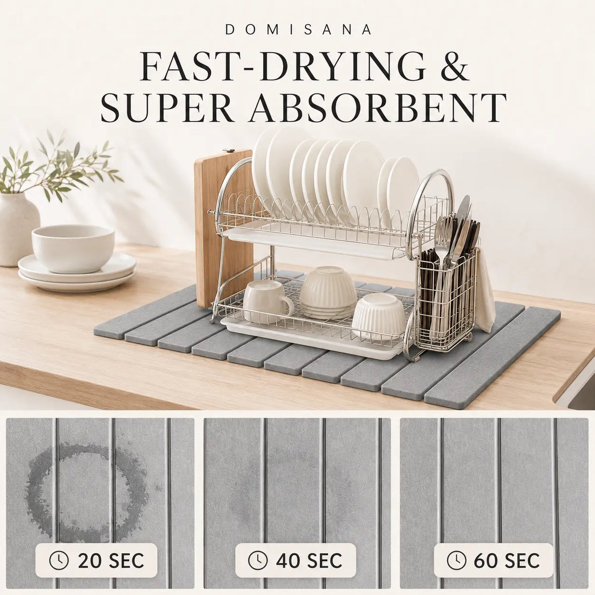 Stone Rapid Drying Mat – instant water absorbent, foldable design, multi-use