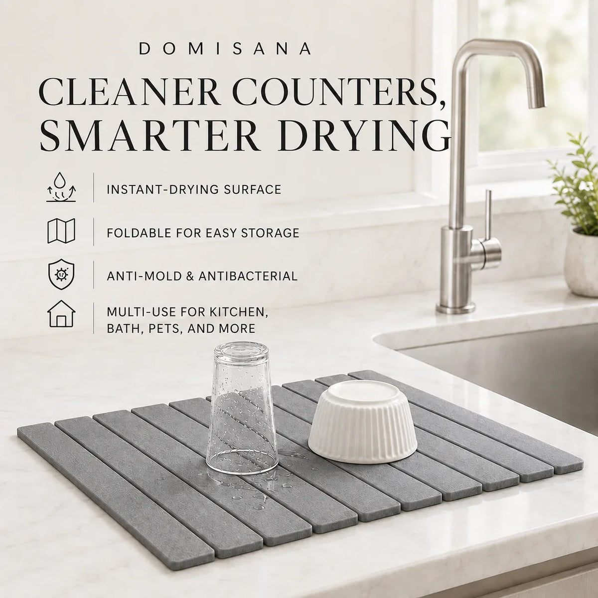Stone Rapid Drying Mat – instant water absorbent, foldable design, multi-use