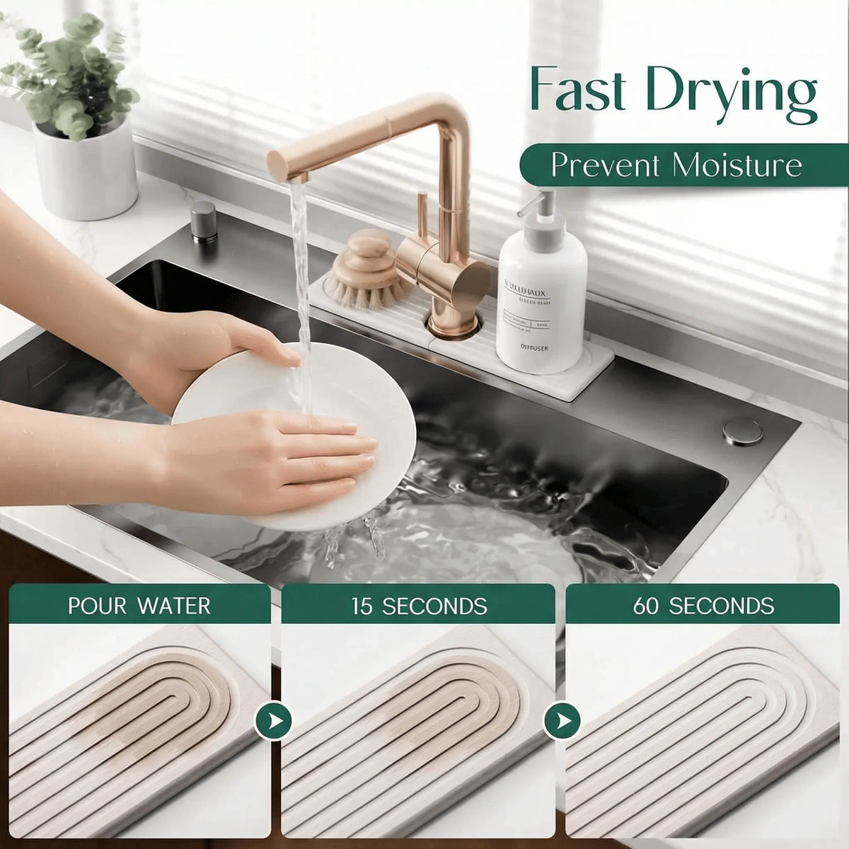 Stone Sink Mat – instant water absorption, heat-resistant