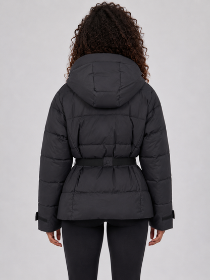 <strong>Women’s Belted Hooded Puffer Jacket</strong> – <strong>Cozy Winter Warmth</strong> 1