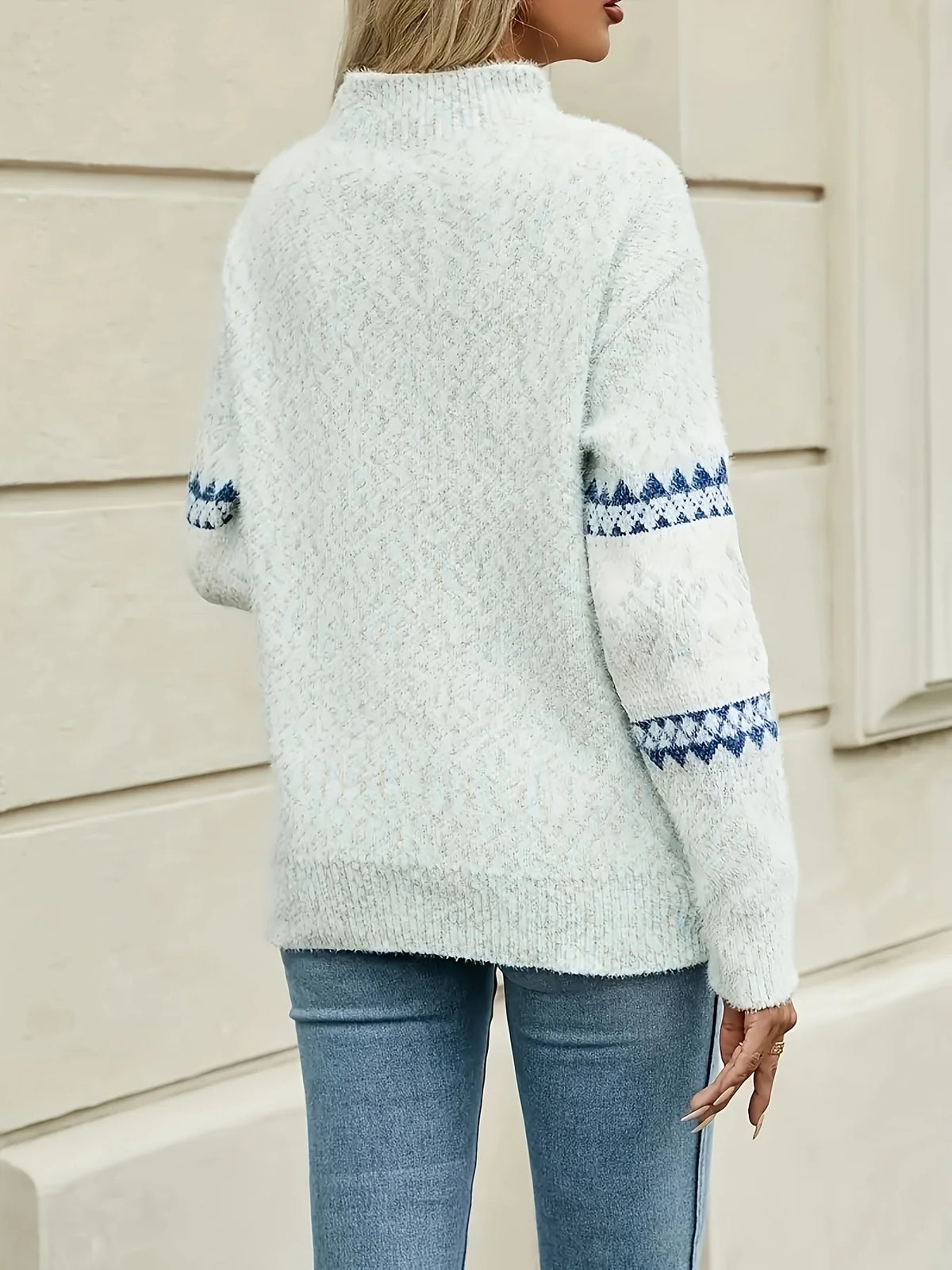 Sweater Women - Fair Isle Pattern Half-Turtleneck