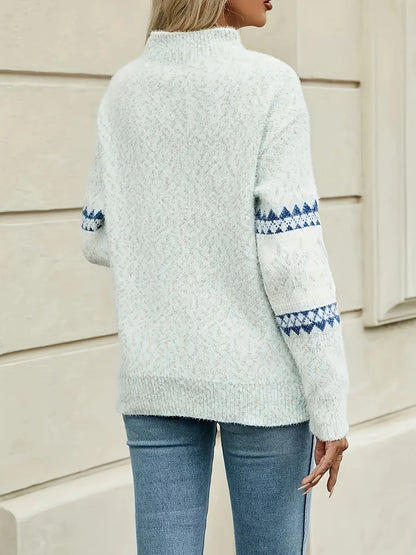 Sweater Women - Fair Isle Pattern Half-Turtleneck