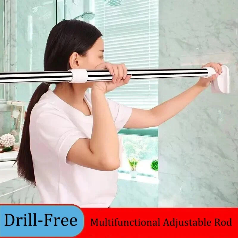 Telescopic Curtain Rail – adjustable, stainless steel, no-drill