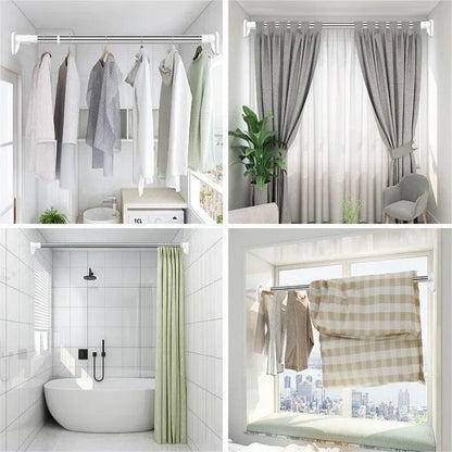 Telescopic Curtain Rail – adjustable, stainless steel, no-drill