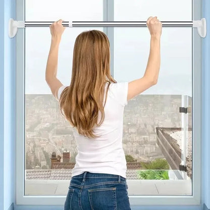 Telescopic Curtain Rail – adjustable, stainless steel, no-drill