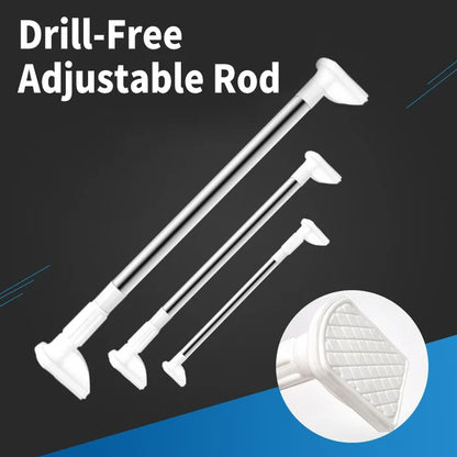 Telescopic Curtain Rail – adjustable, stainless steel, no-drill