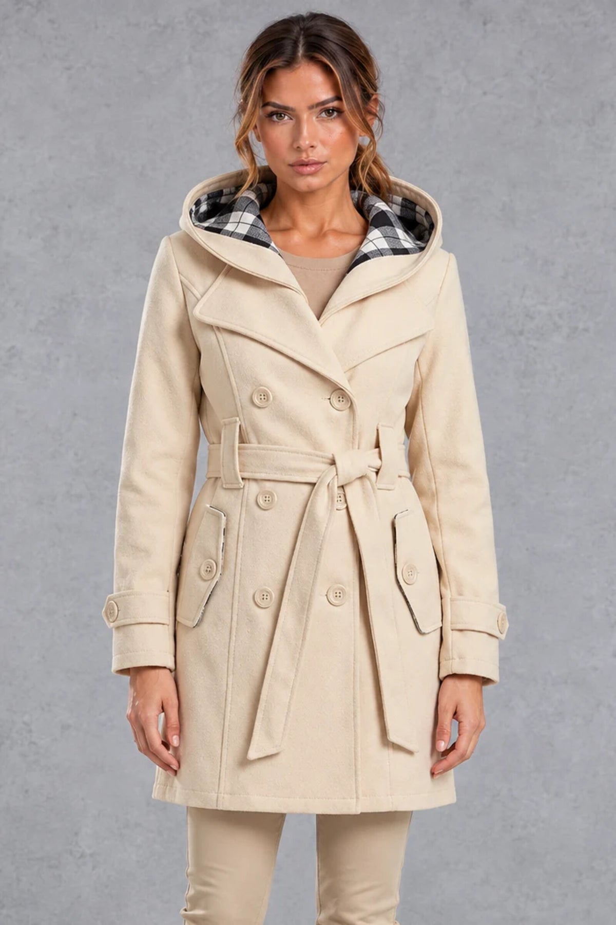 Trench Coat Women - Double-Breasted with Adjustable Belt