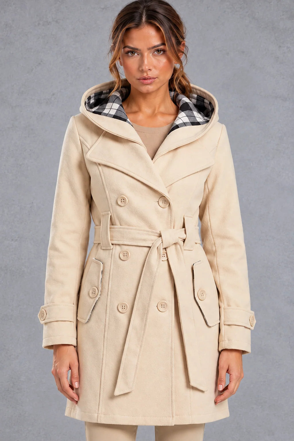 Trench Coat Women - Double-Breasted with Adjustable Belt