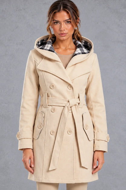 Trench Coat Women - Double-Breasted with Adjustable Belt