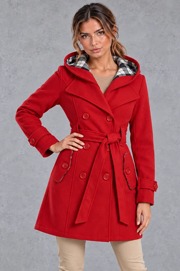 Trench Coat Women - Double-Breasted with Adjustable Belt