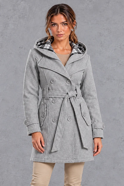 Trench Coat Women - Double-Breasted with Adjustable Belt