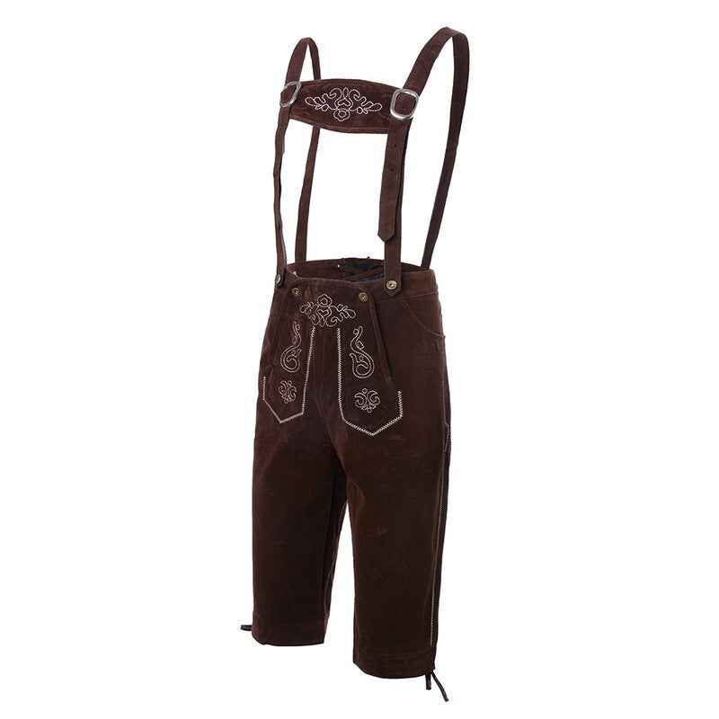 Trousers Men - Bavarian Knee Breeches with Braces and Embroidery