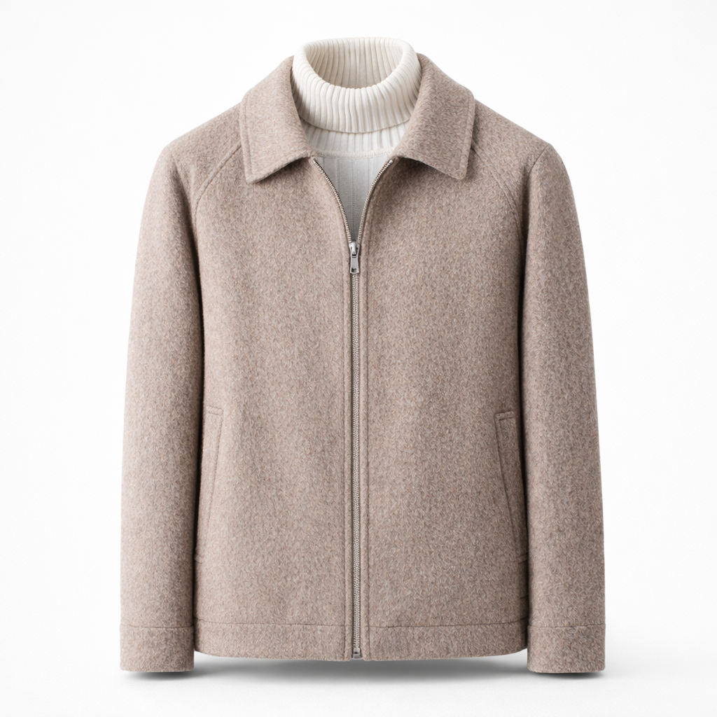 Jacket Men - Wool Blend Jacket with Zip Front