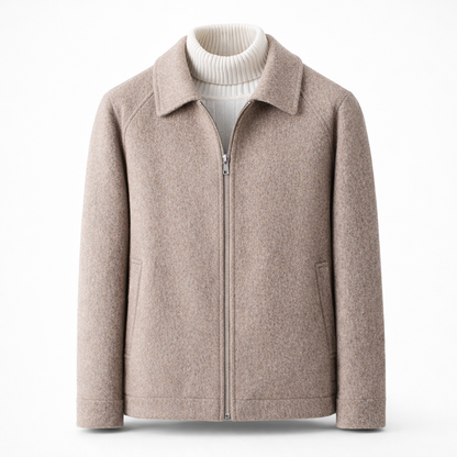 Jacket Men - Wool Blend Jacket with Zip Front