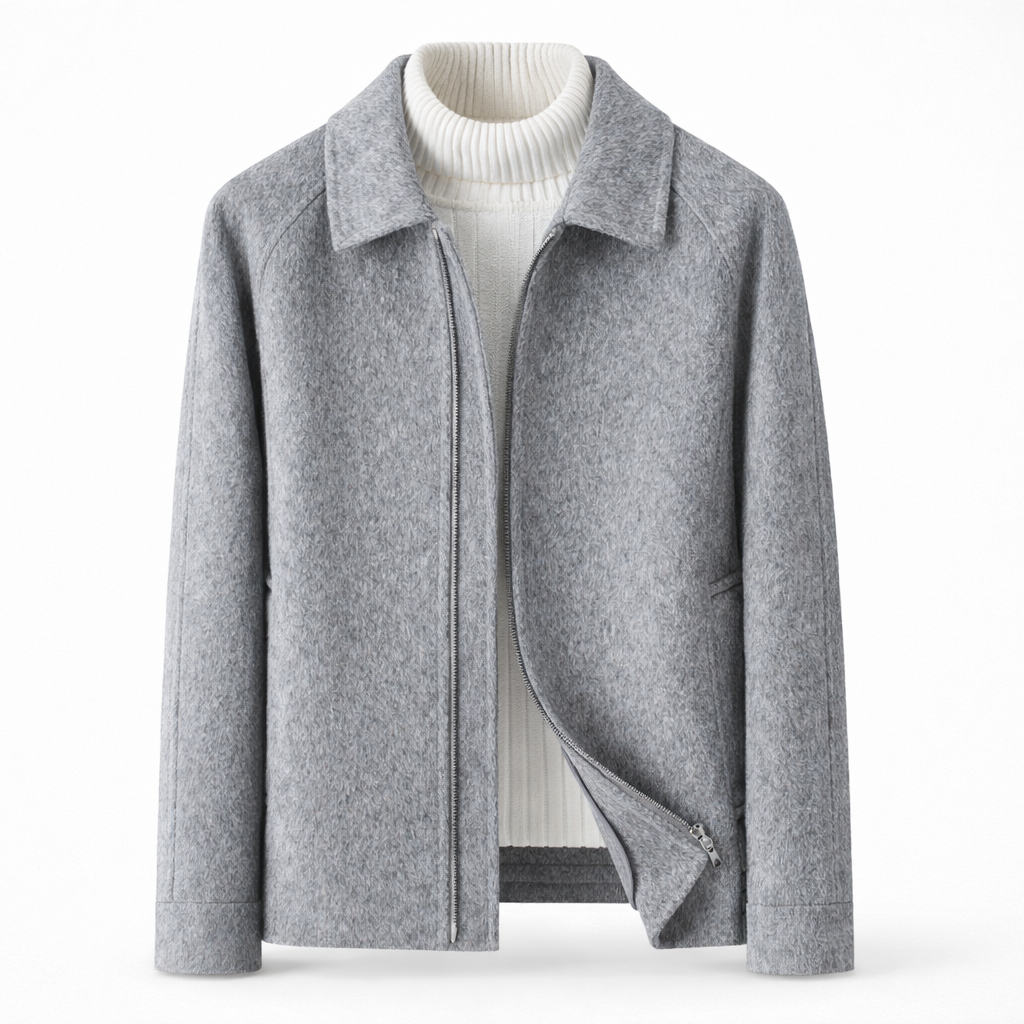 Jacket Men - Wool Blend Jacket with Zip Front