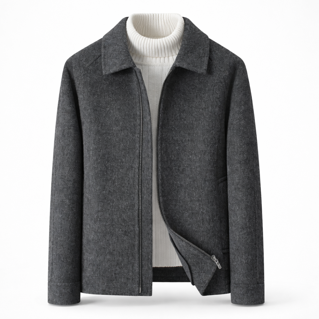 Jacket Men - Wool Blend Jacket with Zip Front