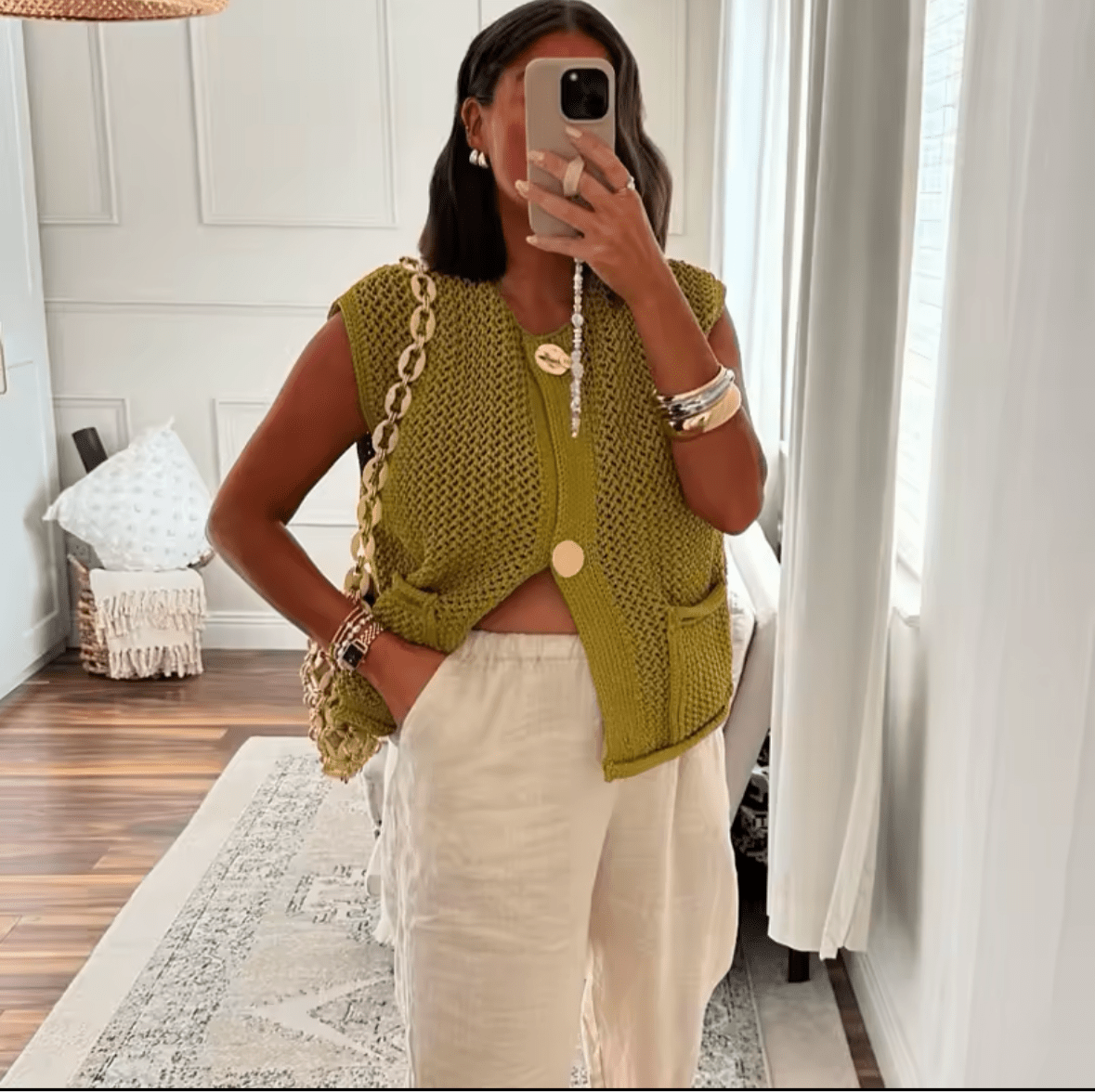 Vest Women - Textured Knit Vest with Button Front