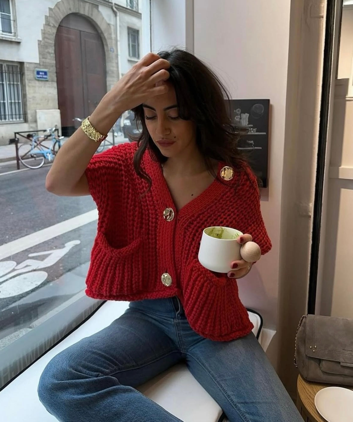 Vest Women - Textured Knit Vest with Button Front